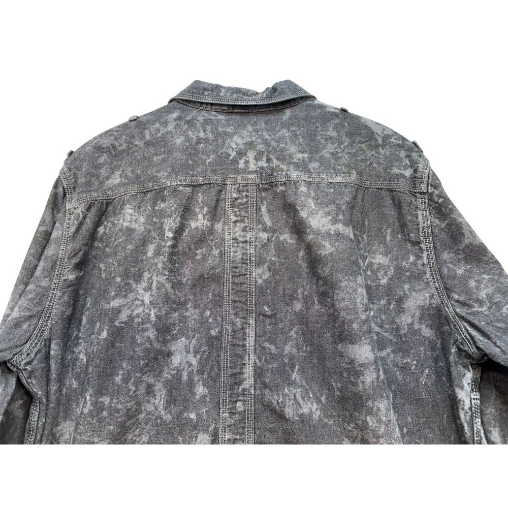 Decree Mens Acid Wash Denim Button-Up Shirt XL Gray - Picture 10 of 10